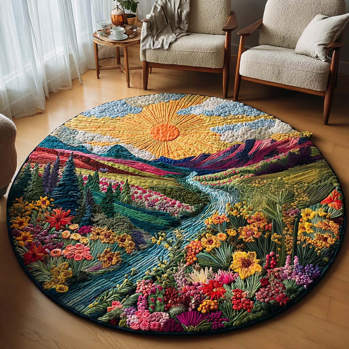 Serene Bloom Quilted Round Mat
