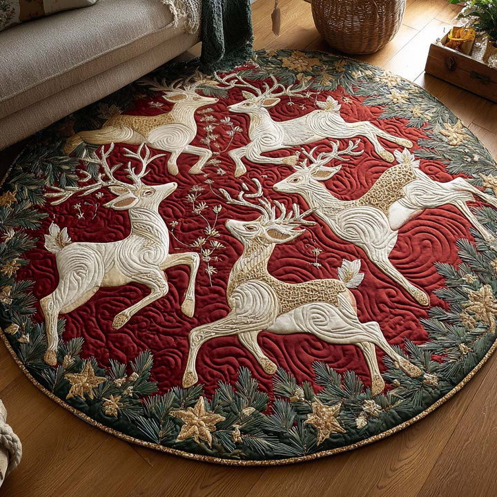 Blushing Reindeer Quilted Round Mat