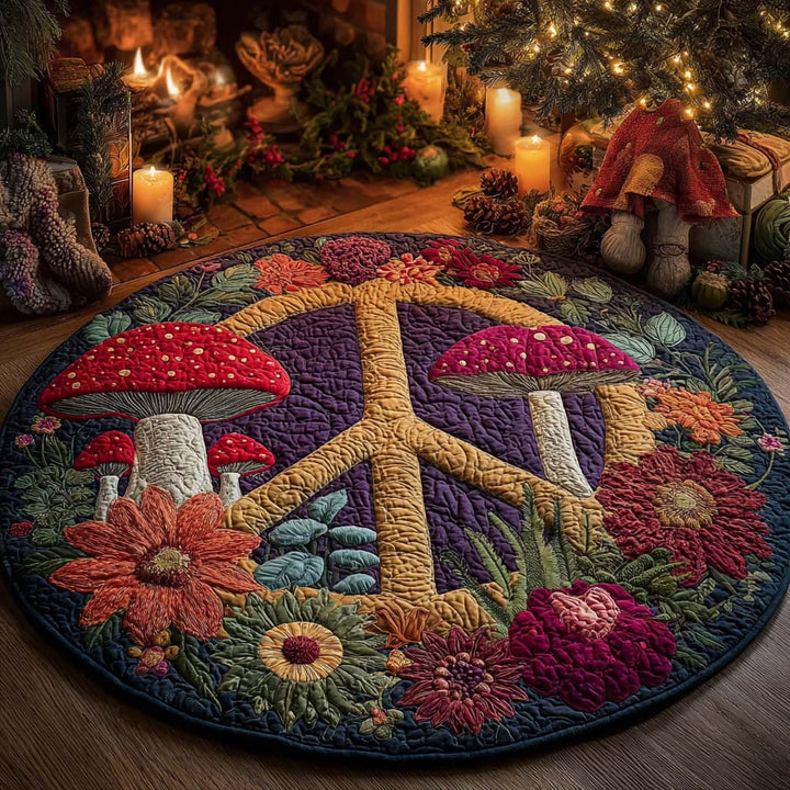 Bohemian Mushroom Quilted Round Mat