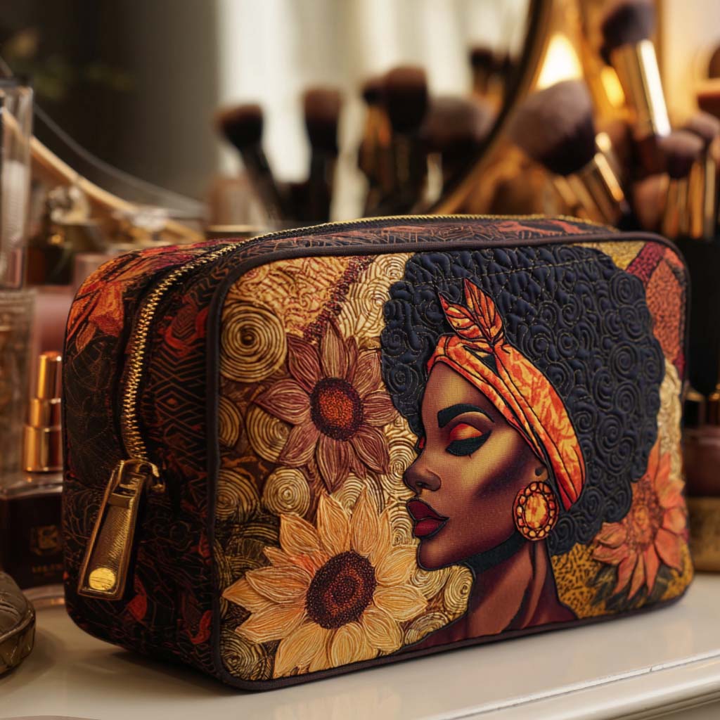 Bold Bloom Quilted Cosmetic Bag