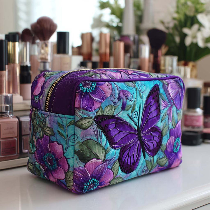 Butterfly Bloom Quilted Cosmetic Bag