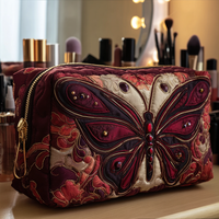Butterfly Garden Quilted Cosmetic Bag