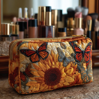 Butterfly Glow Quilted Cosmetic Bag