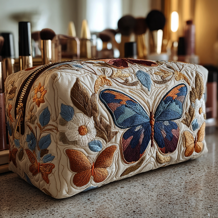 Butterfly Whisper Quilted Cosmetic Bag