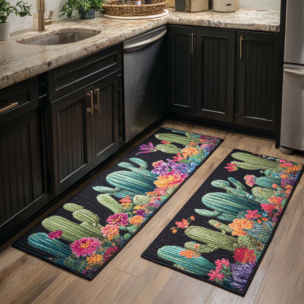 Cactus Blossom Kitchen Rug Set