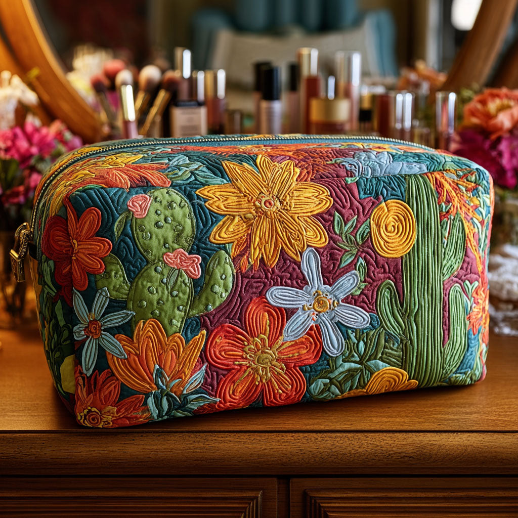 Cactus Carnival Quilted Cosmetic Bag