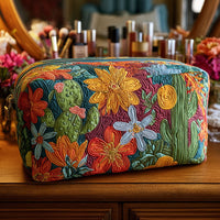 Cactus Carnival Quilted Cosmetic Bag
