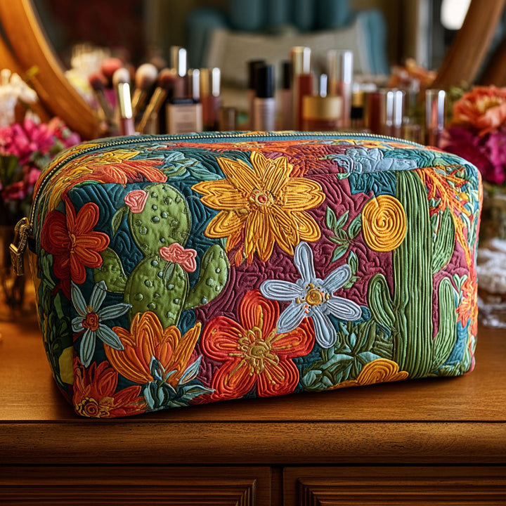 Cactus Carnival Quilted Cosmetic Bag