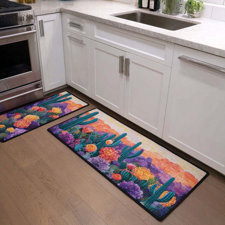 Cactus Themed Kitchen Rug Set
