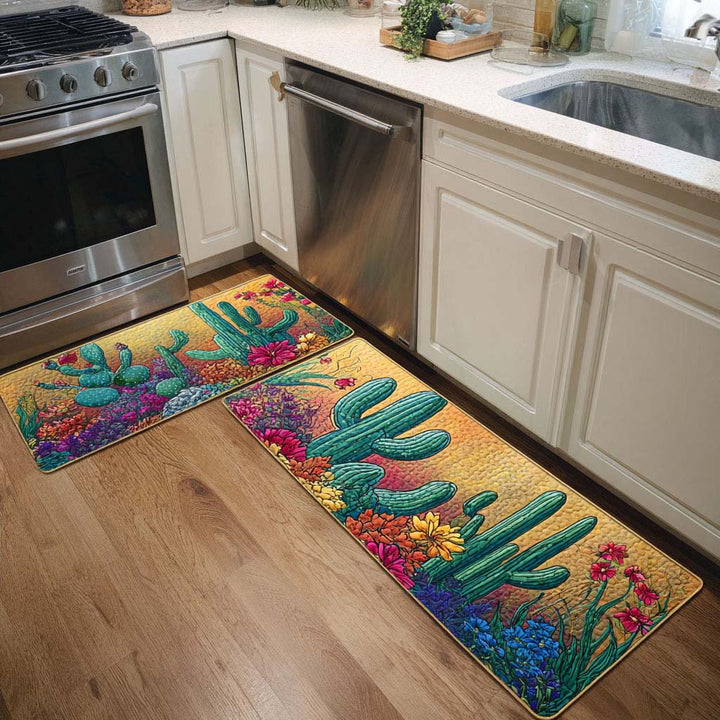 Cactus Sunset Kitchen Rug Set