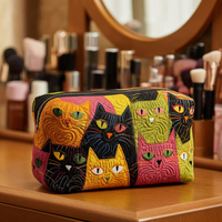 Cat Garden Quilted Cosmetic Bag