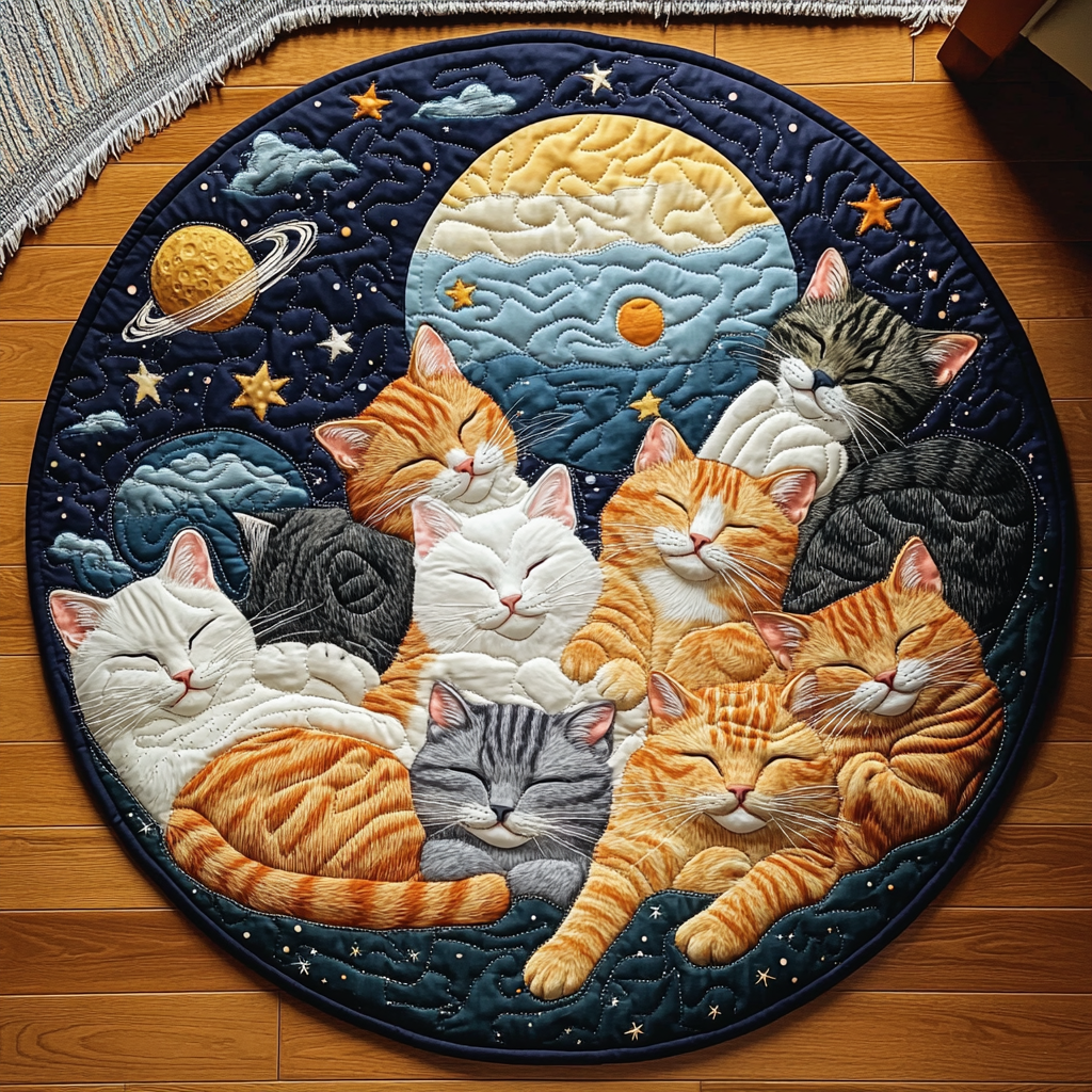 Round Cat Lullaby Mat Quilted Round Mat