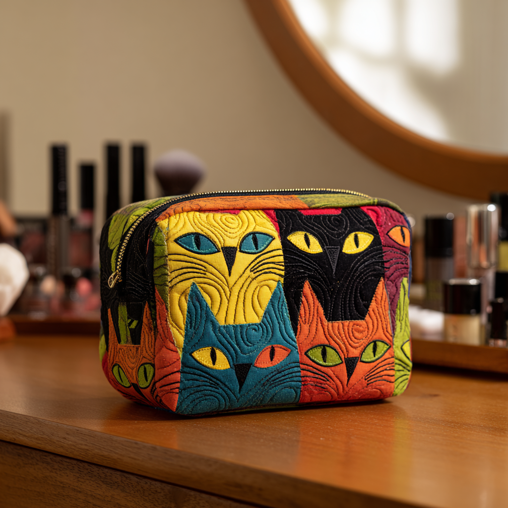 Cat Magic Quilted Cosmetic Bag