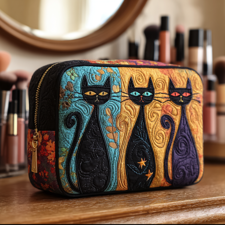 Cat Wonder Quilted Cosmetic Bag