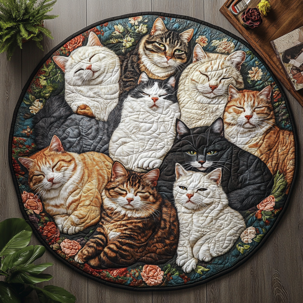 Round Catnap Haven Mat Quilted Round Mat