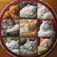 Round Catnap Quarters Mat Quilted Round Mat