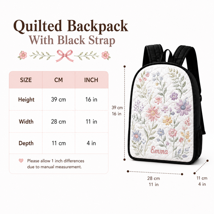 Bluebell Starry Night With Black Strap TN04 Quilted Backpack