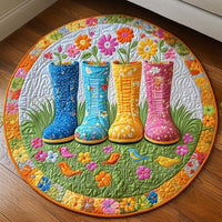 Cheerful Boots Quilted Round Mat