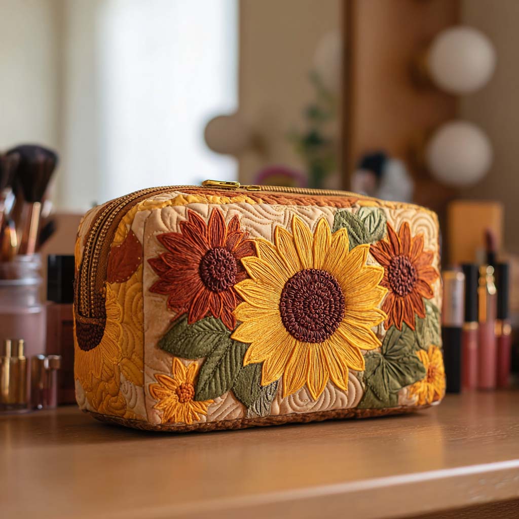 Cheerful Charm Quilted Cosmetic Bag