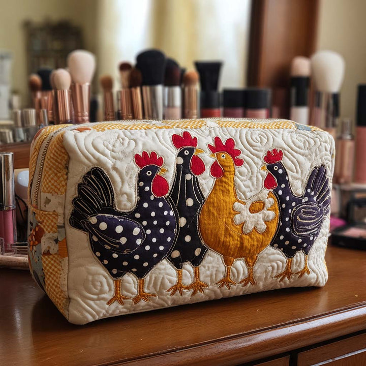 Chicken Bliss Quilted Cosmetic Bag