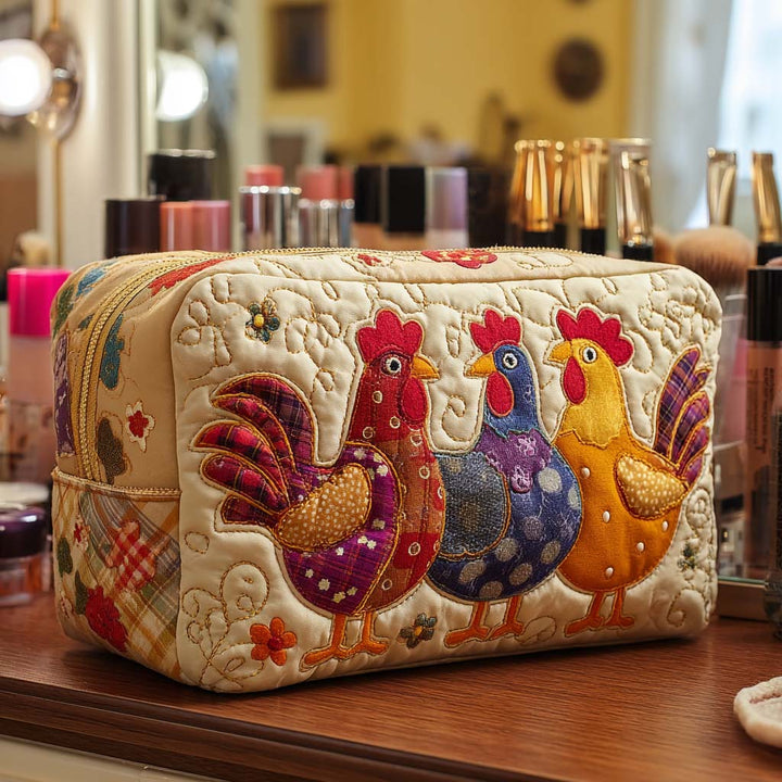 Chicken Dream Quilted Cosmetic Bag
