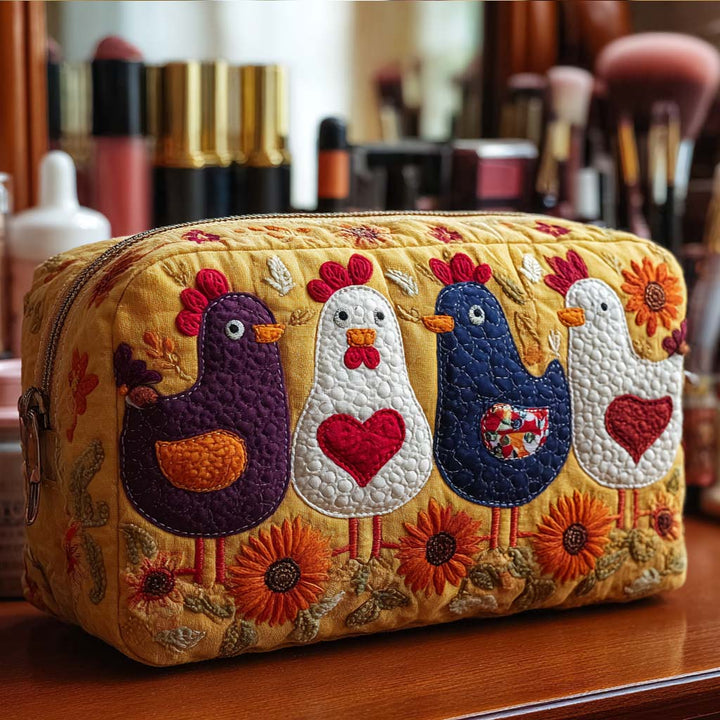 Chicken Feather Quilted Cosmetic Bag