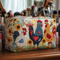 Chicken Grove Quilted Cosmetic Bag