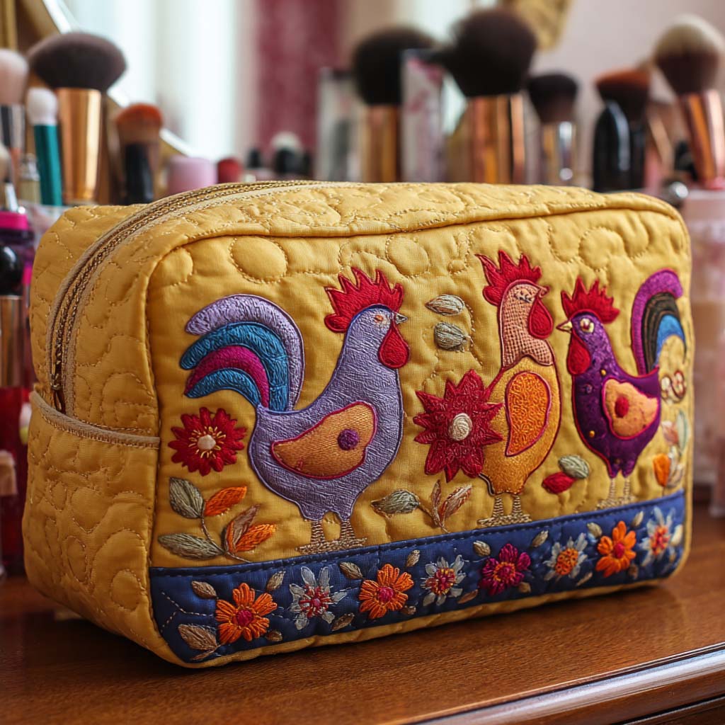 Chicken Haven Quilted Cosmetic Bag