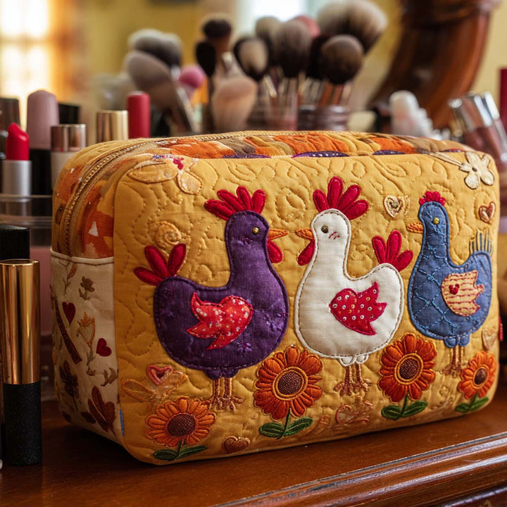 Chicken Light Quilted Cosmetic Bag