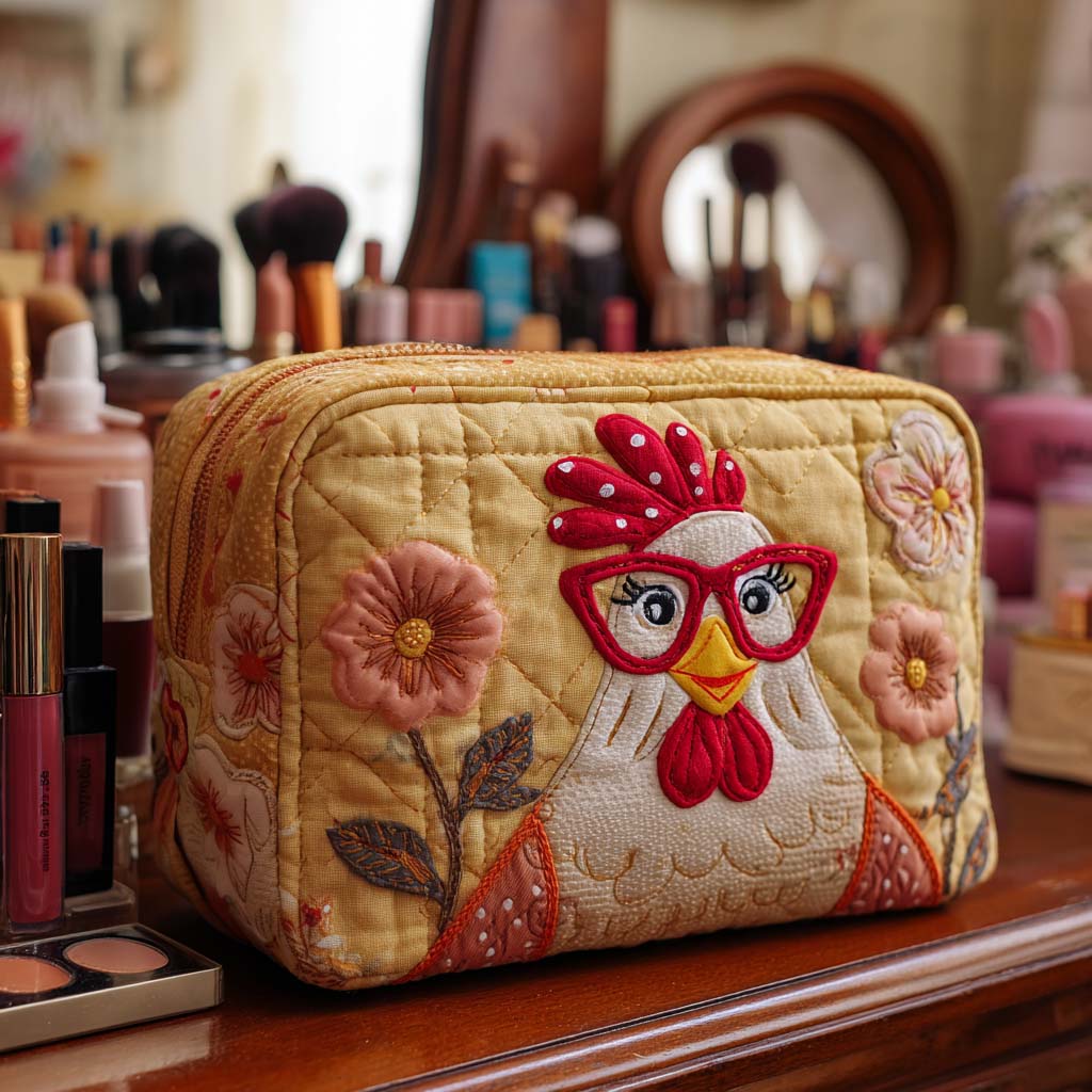 Chicken Shine Quilted Cosmetic Bag