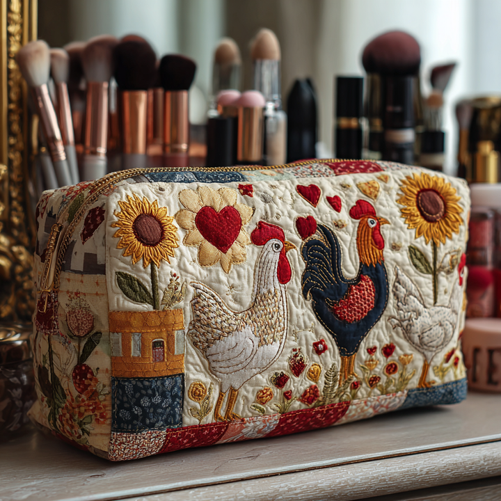 Chicken Valley Quilted Cosmetic Bag