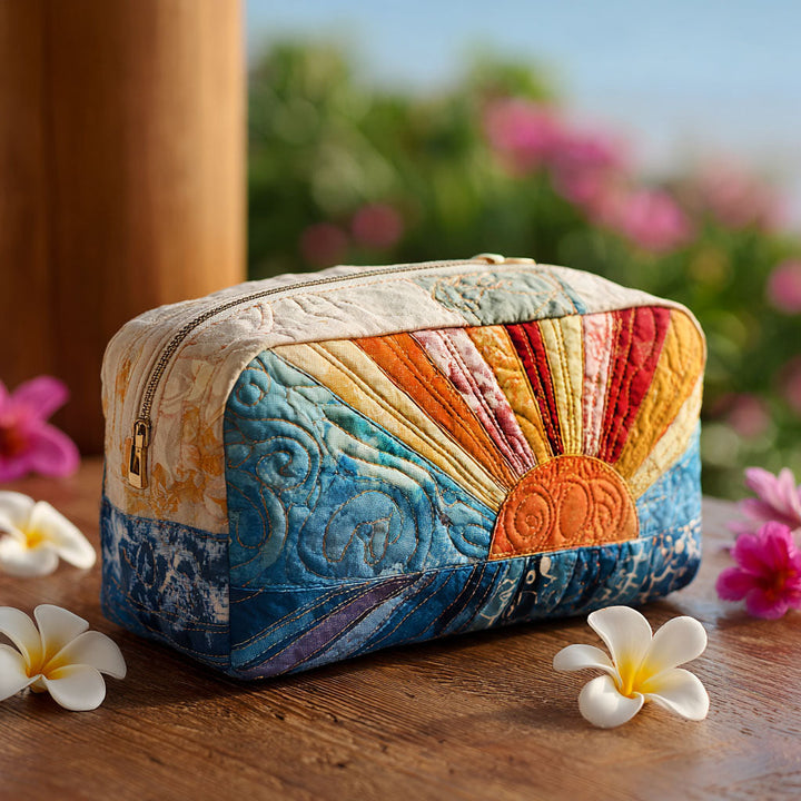 Chill Wave Quilted Cosmetic Bag