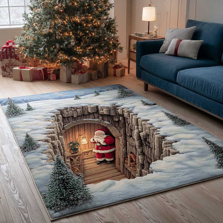 Traditional Santa Claus Christmas Quilted Area Rug