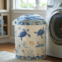 Coastal Calm Quilted Laundry Basket