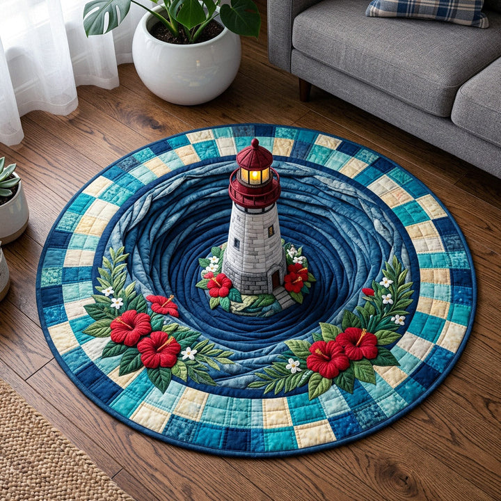 With Coastal Lighthouse Quilted Round Mat