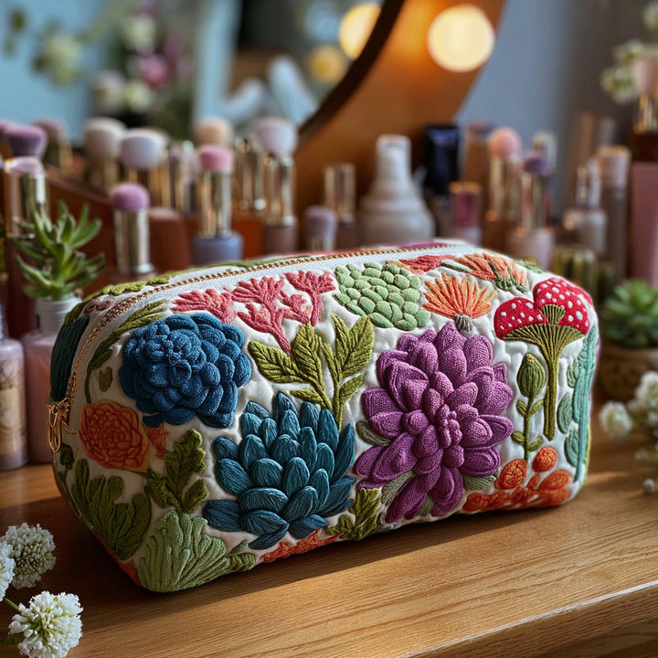 Colorful Botanica Quilted Cosmetic Bag