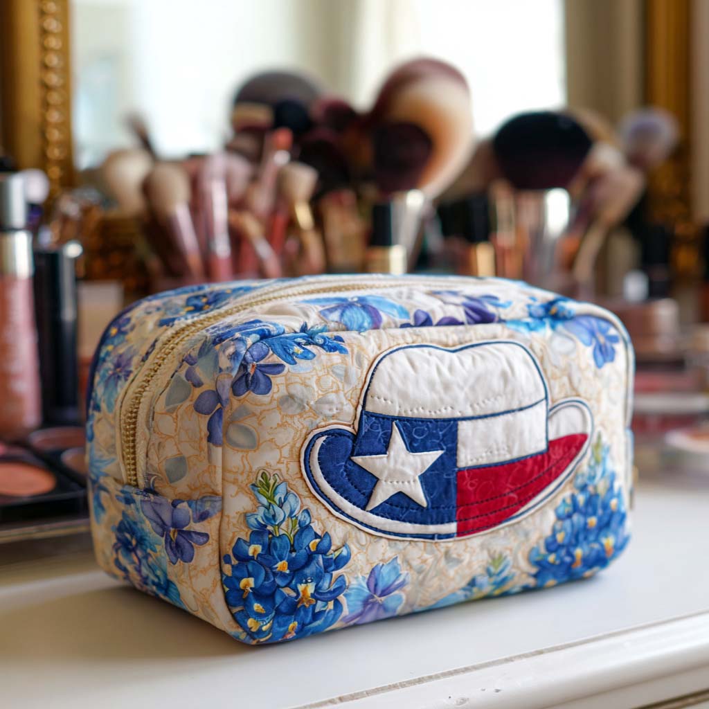 Cowboy Hat Quilted Cosmetic Bag