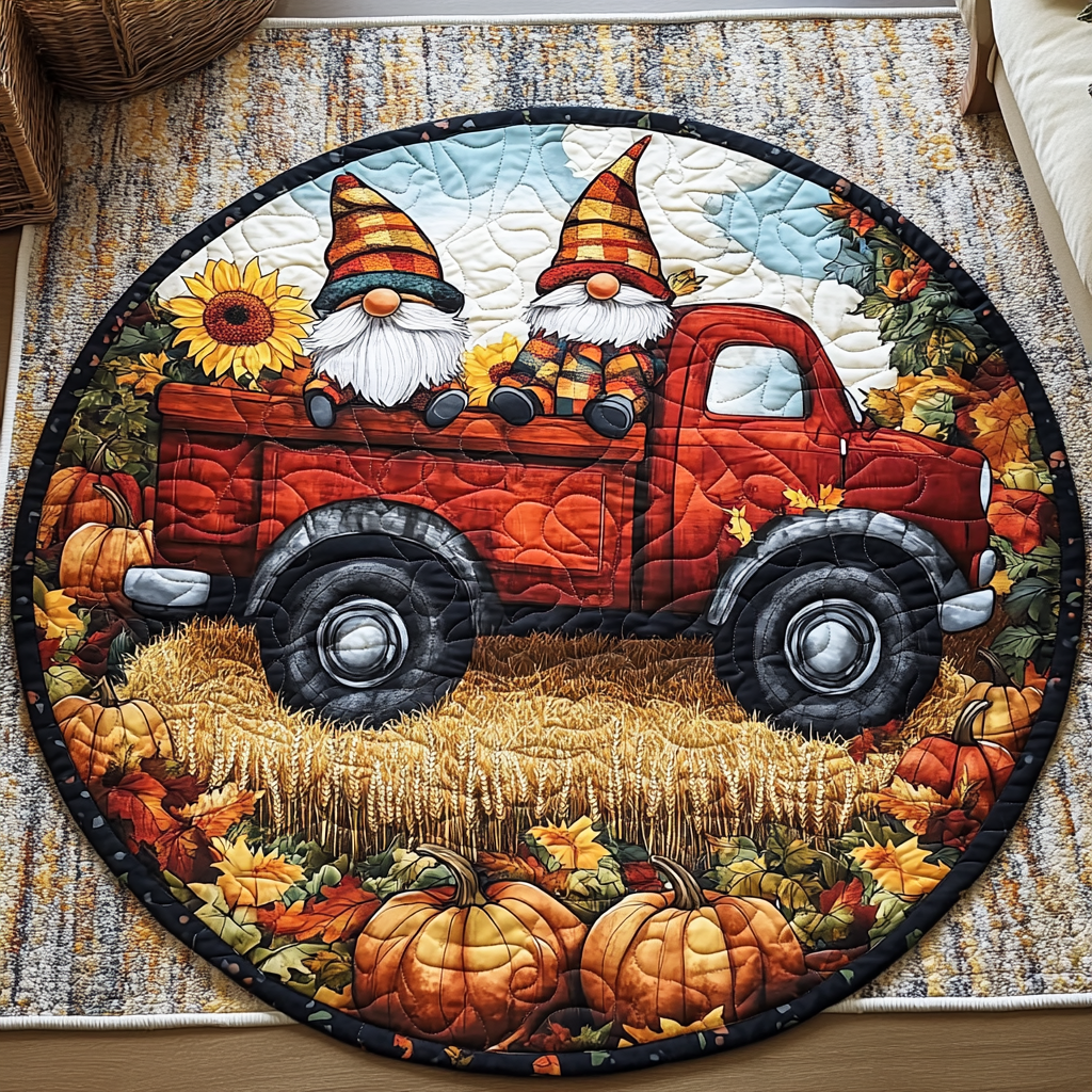 Warm Autumn Quilted Round Mat