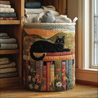 Cozy Cat Quilted Laundry Basket