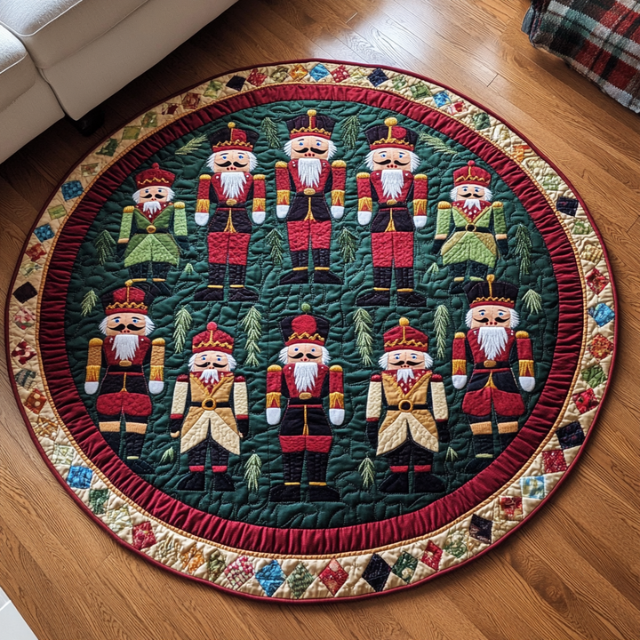 Cozy Christmas Cabin Quilted Round Mat