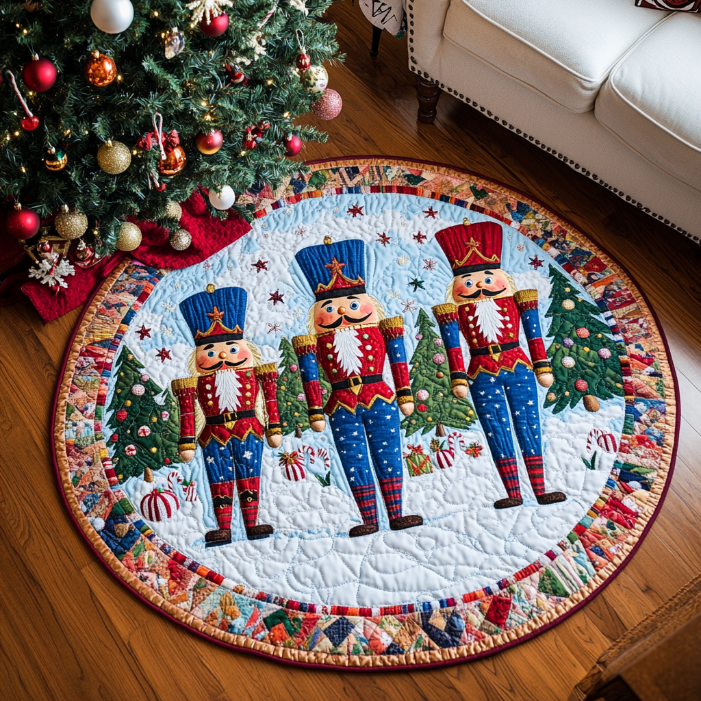 Warm &amp; Festive Round Christmas Mat Quilted Round Mat