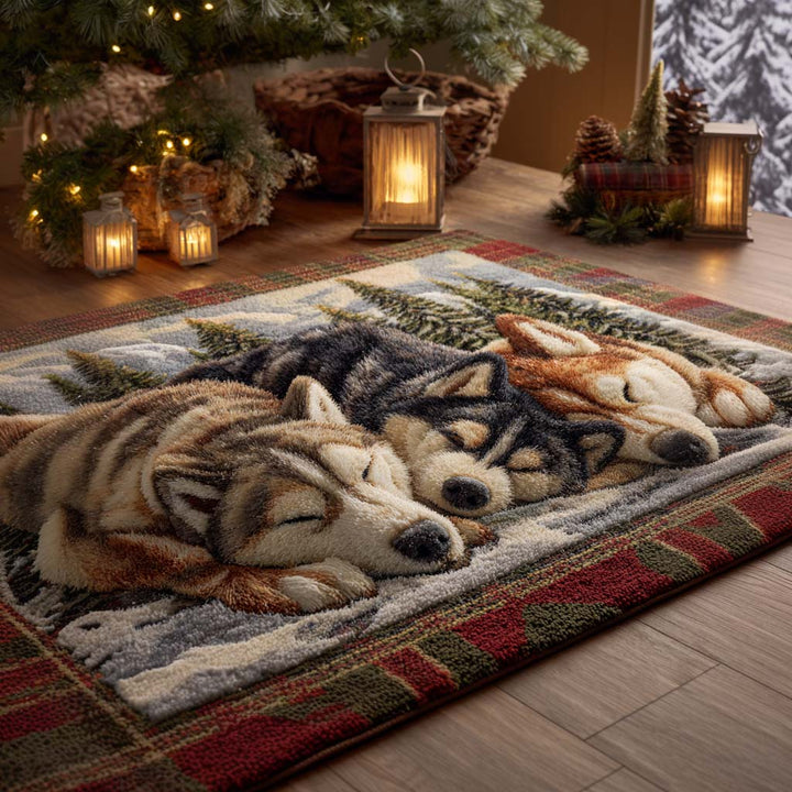 Cozy Husky Dreams Quilted Area Rug