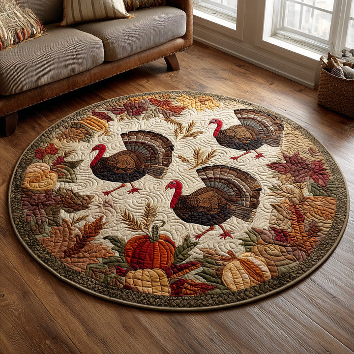 Cranberry Plume Quilted Round Mat