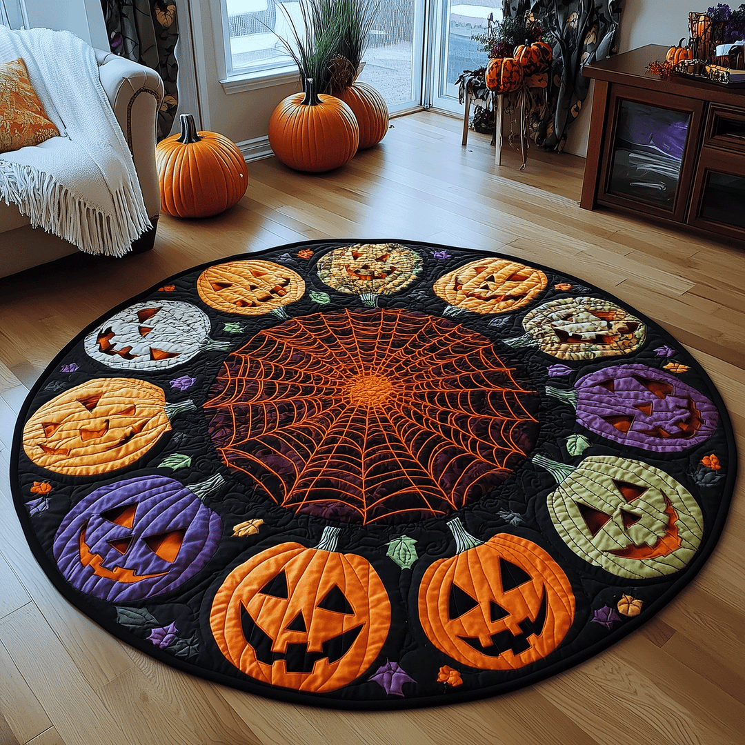 Spooky Pumpkin Quilted Round Mat