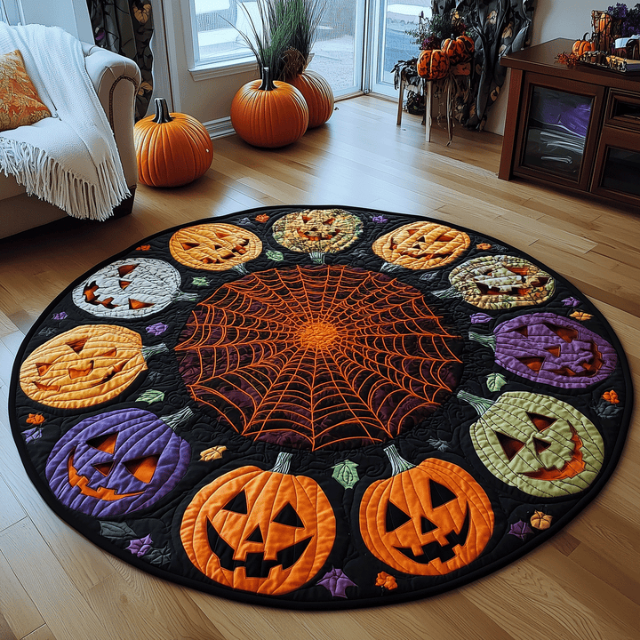 Spooky Pumpkin Quilted Round Mat