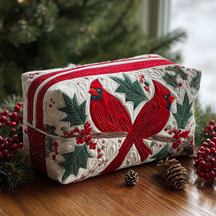 Crimson Song Quilted Cosmetic Bag