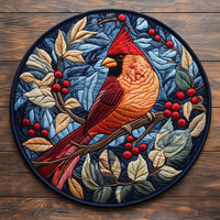 Crimson Wings Quilted Round Mat