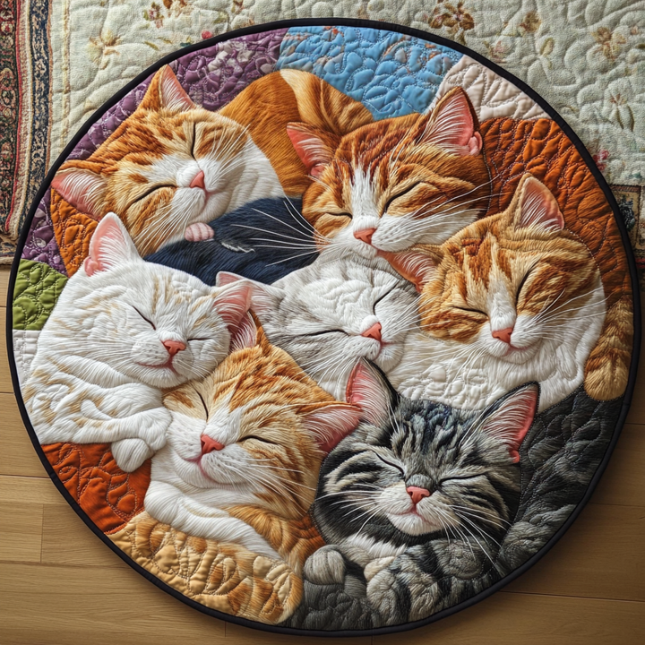 Cuddly Cat Quilted Round Mat