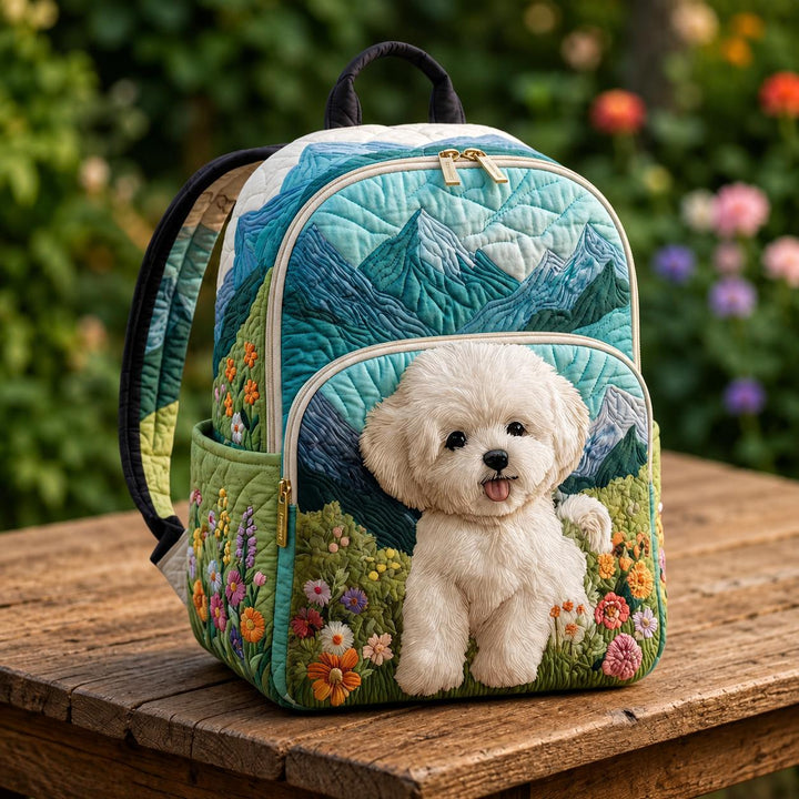 Bichon Frise Mountain Quilted Backpack