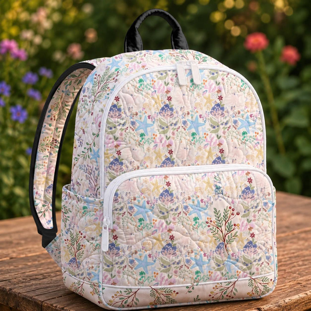 Pastel Ocean Starfish Quilted Backpack